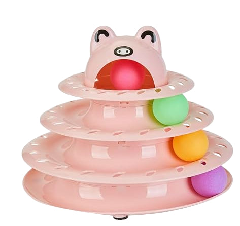 Cat Toys Interactive Cat Toy Sets4Level Tower Cats Pack of 1 Green and Pink.
