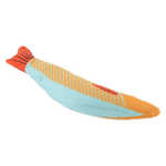 Colorful sock shaped like a fish on a white background