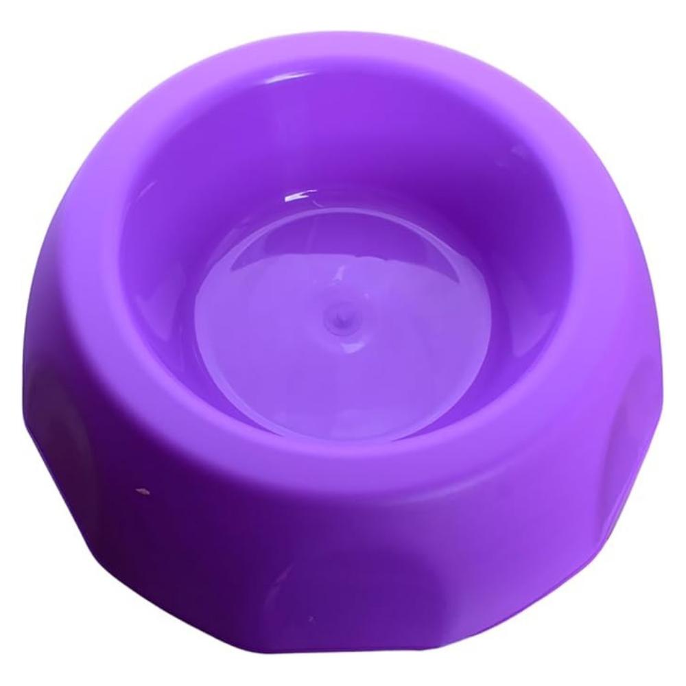 Durable plastic food bowl for dogs.