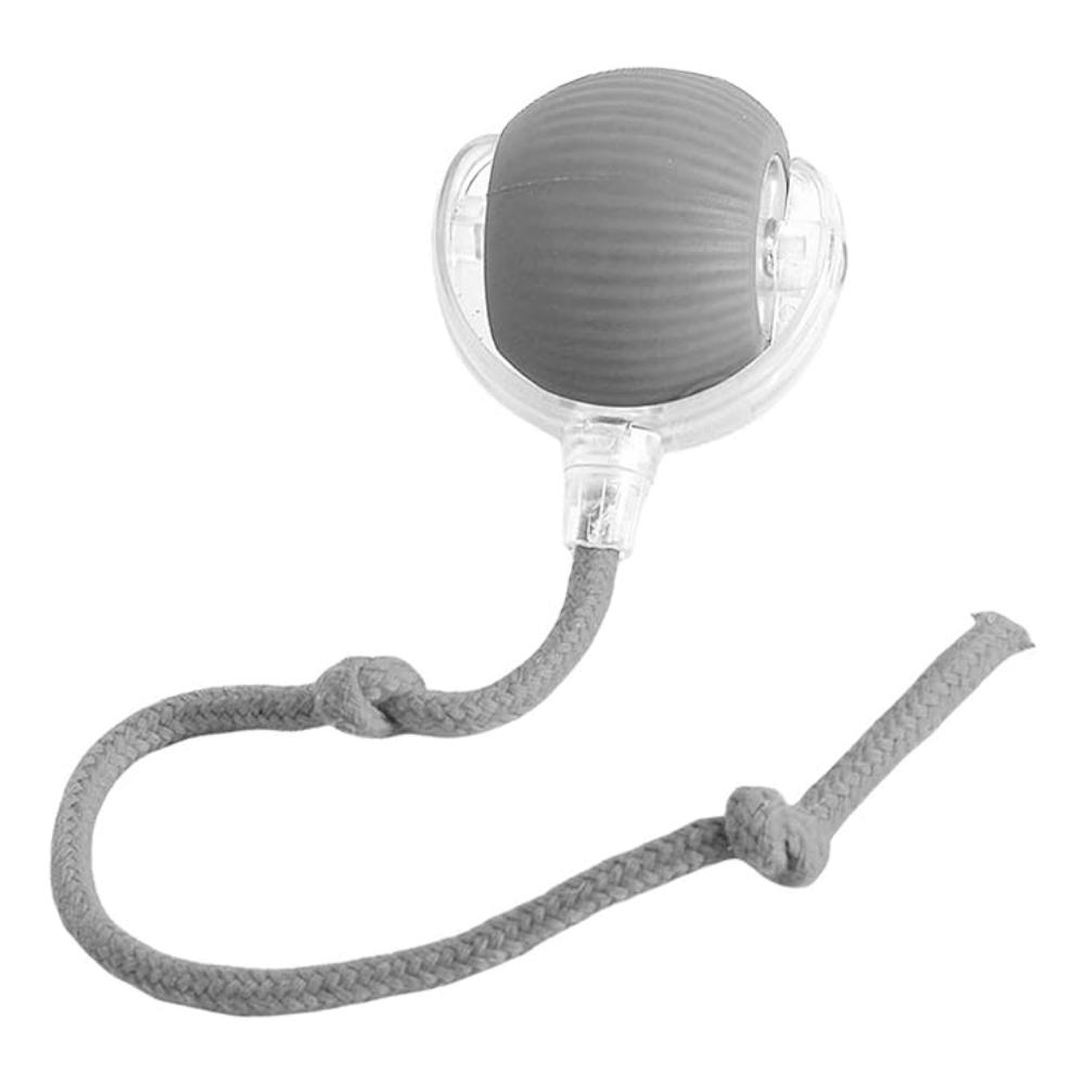 Gray object with a rope on a white background