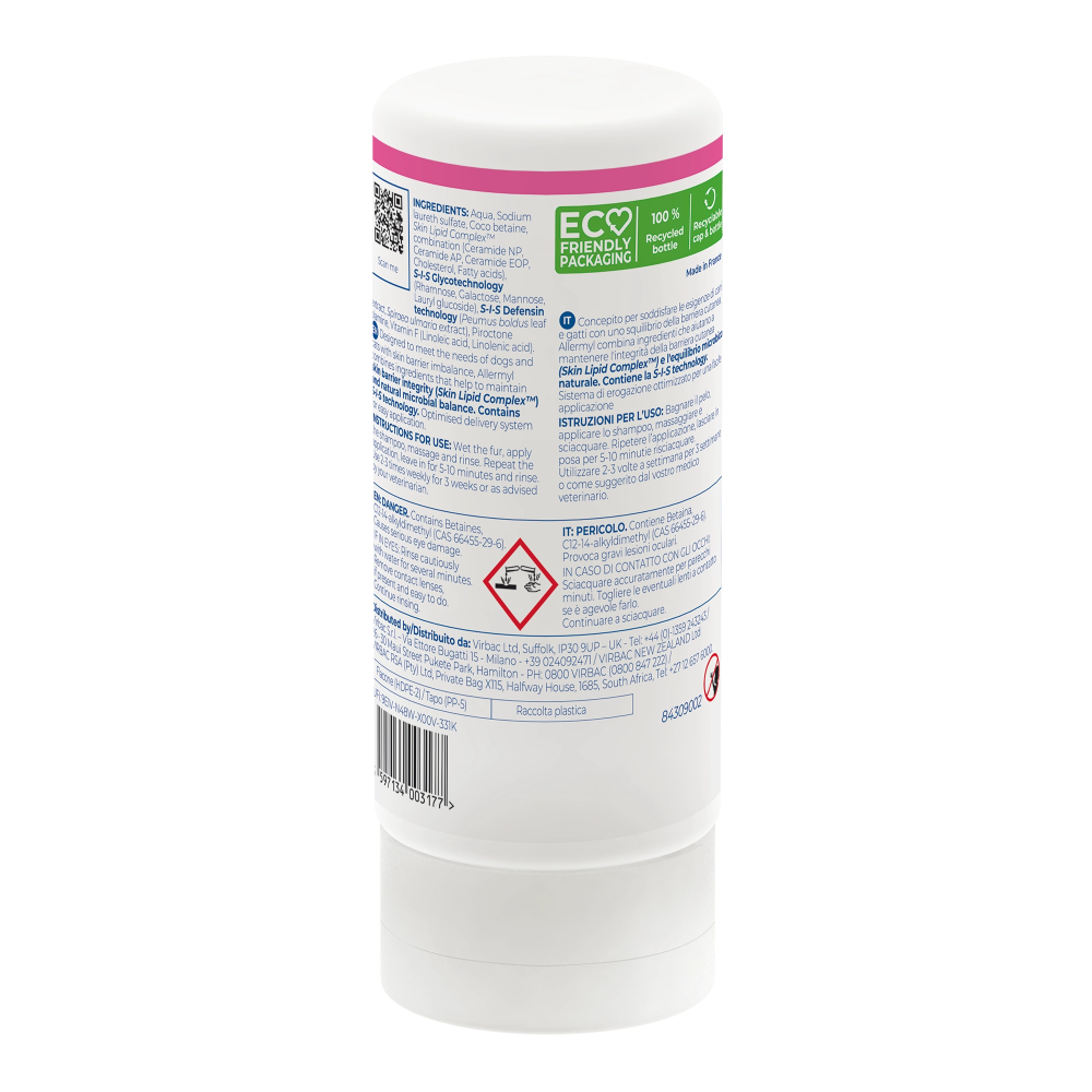 A white plastic bottle of Indigo disinfectant liquid, showing the back label with product details, a pink top band, and a green 'Eco Friendly Packaging' badge, on a white background.