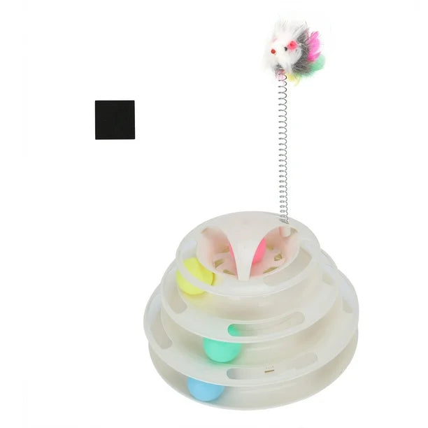 Tower Of Tracks Cat Toy 4 Level For Cats White.
