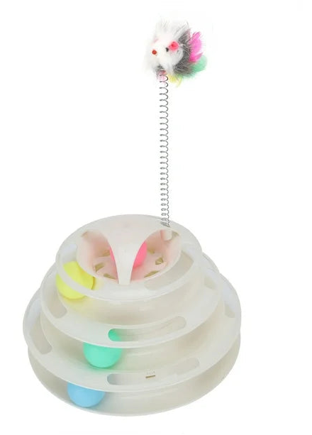 Tower Of Tracks Cat Toy 4 Level For Cats White.