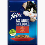 Felix with Beef Wet Cat Food Pouch 85g.
