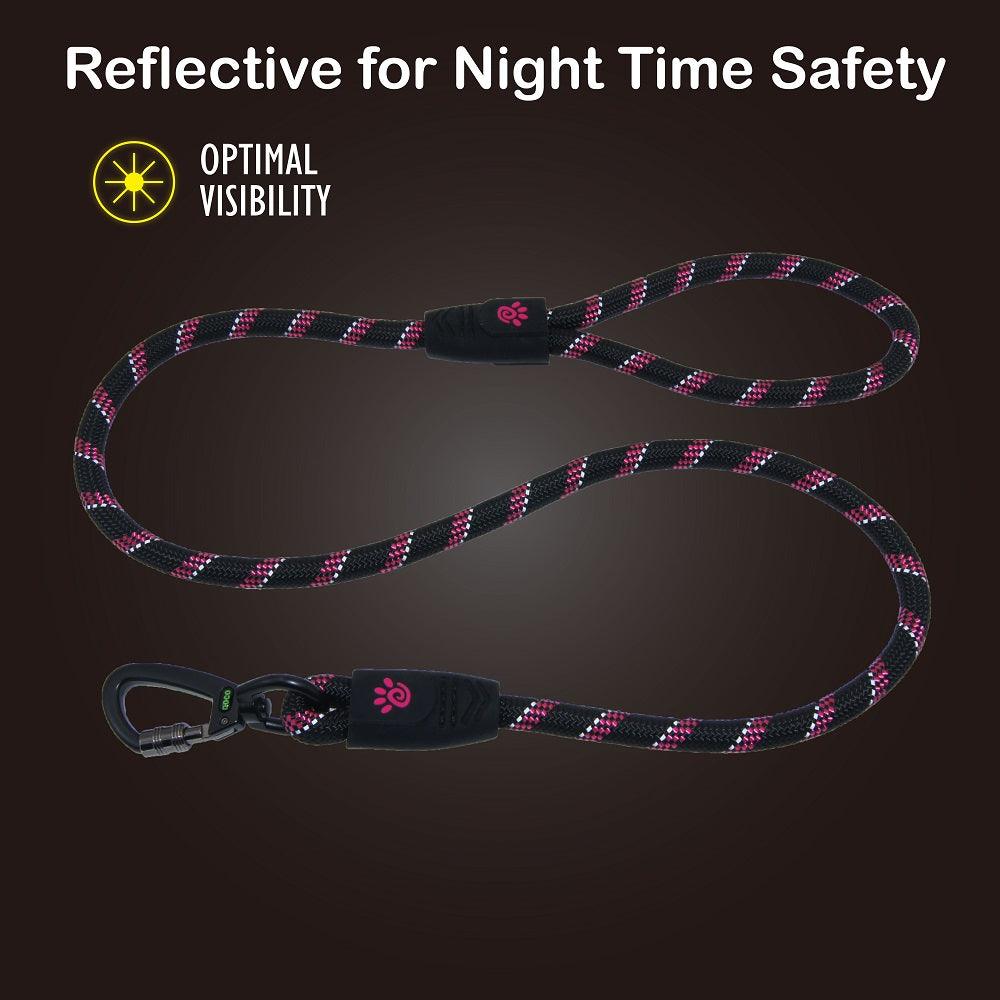 DOCO® 5ft Reflective Rope Dog Leash w/ Click & Lock Snap (3/8" Width x 5ft) (8mm*150cm).