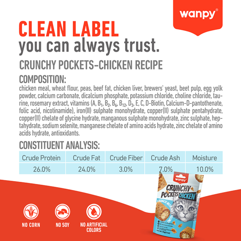 Wanpy Biscuits Crunchy Pocket Chicken Recipe 60 g Petfast.shop Wanpy Biscuit Treat Cat Exclusive Treats petfast.shop Egypt PWA6941S Default Title 210.00