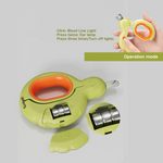 Green and orange ear lamp with operation mode text on a gray background