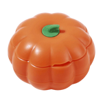Pumpkin-shaped container with a green stem on a white background