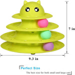Cat Toy Roller 3-Level Turntable Cat Toy Balls With Three Colorful Balls Yellow and Blue.