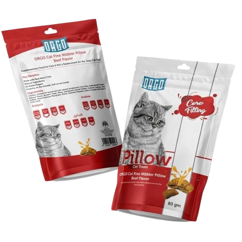 ORGO Pillow cat Treats with beef 80 gm.