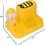 Yellow bee-shaped toy with dimensions indicated on a white background