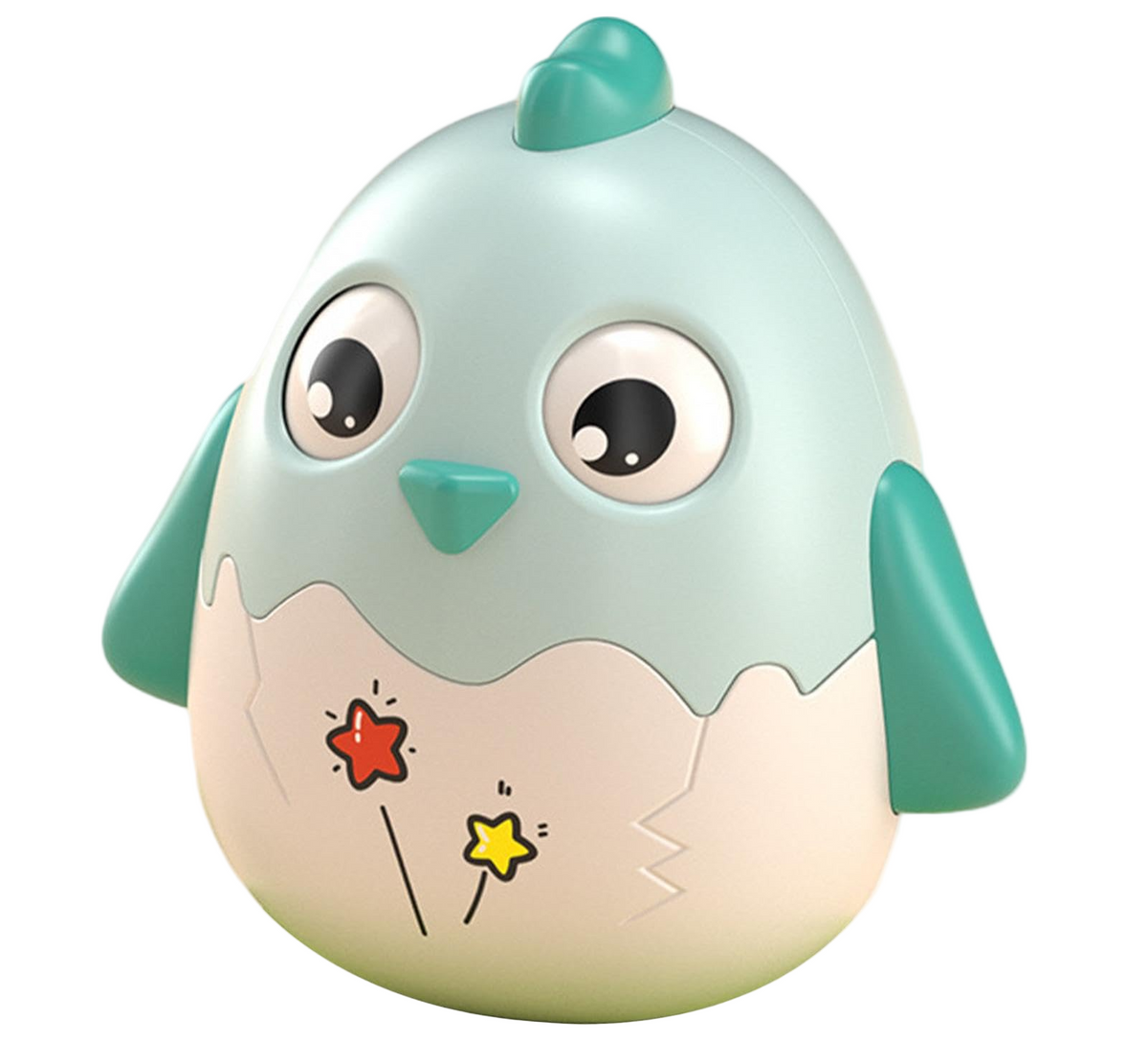 Toy bird with a cracked shell design on a white background