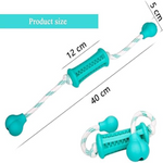 Teal and clear product with measurements on a white background