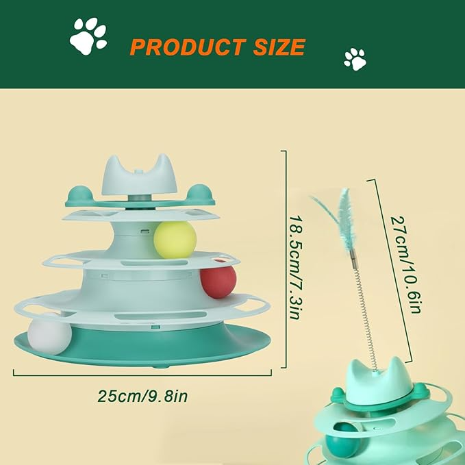 Nunbell Cat Toys - Cat Roller - 4 Layers - Balls and Feather Wand