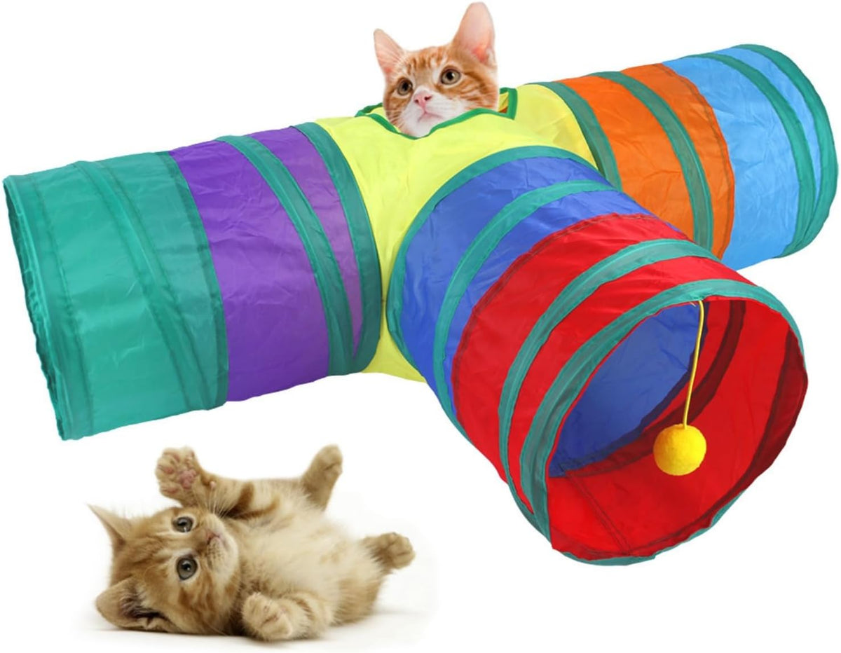 Rainbow Cat Tunnel with Interactive Ball.
