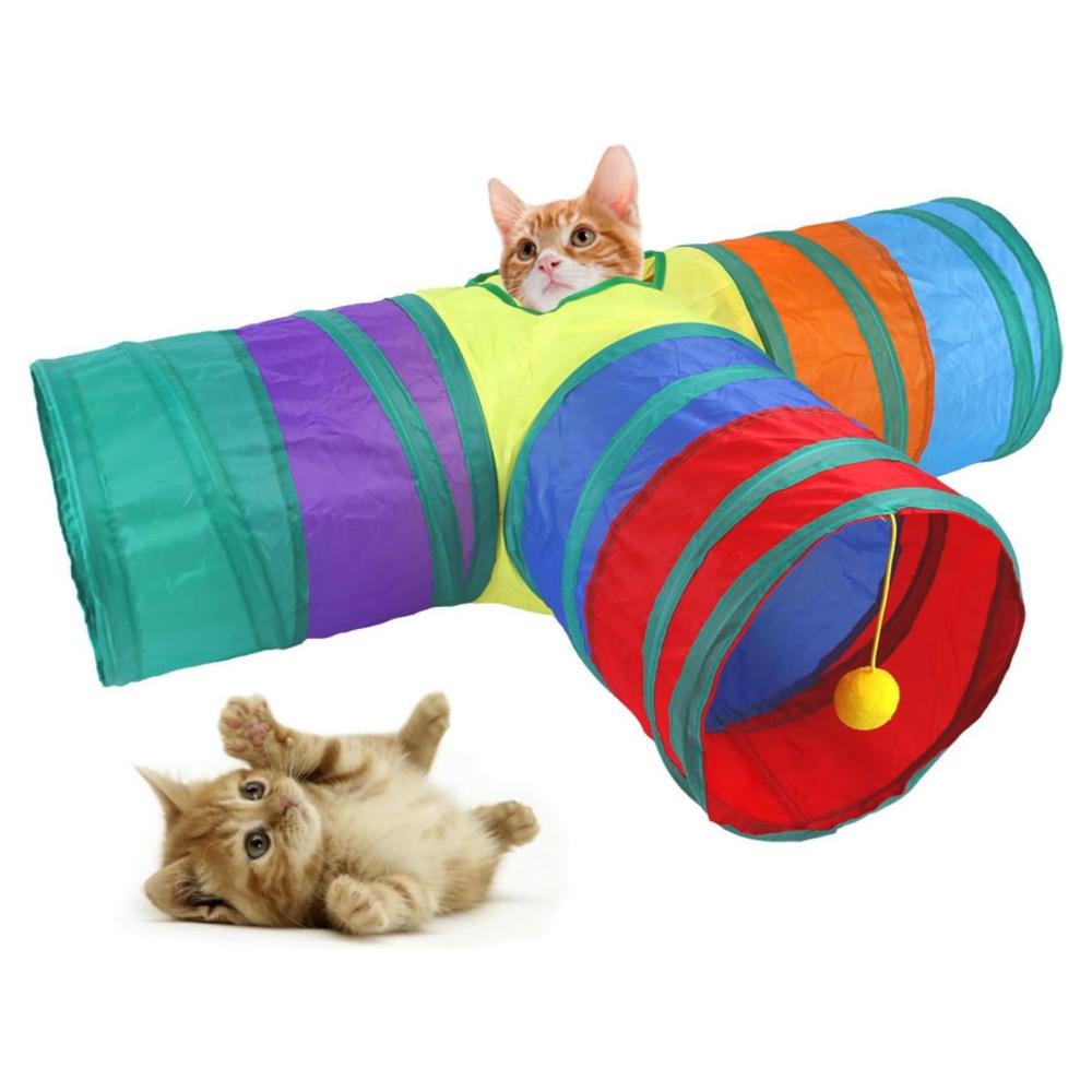 Rainbow Cat Tunnel with Interactive Ball.