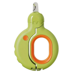 Green and orange retractable dog leash on a white background