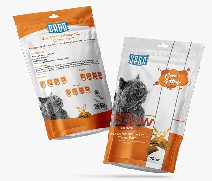 ORGO Pillow cat Treats with chicken 80 gm.