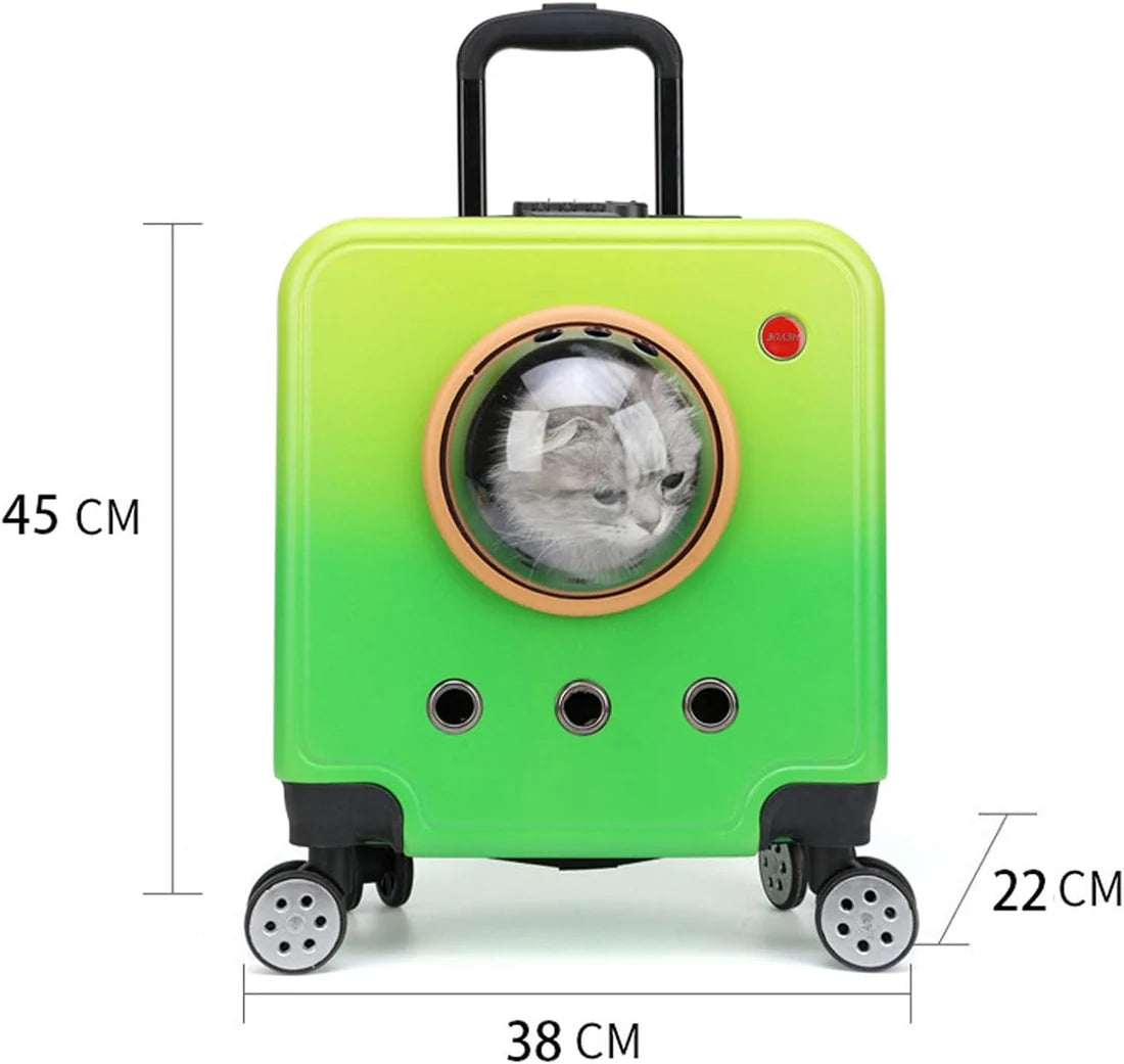 Dog Carrierswith Wheels and Handle up to 10 kg Flat tie Rod Green.