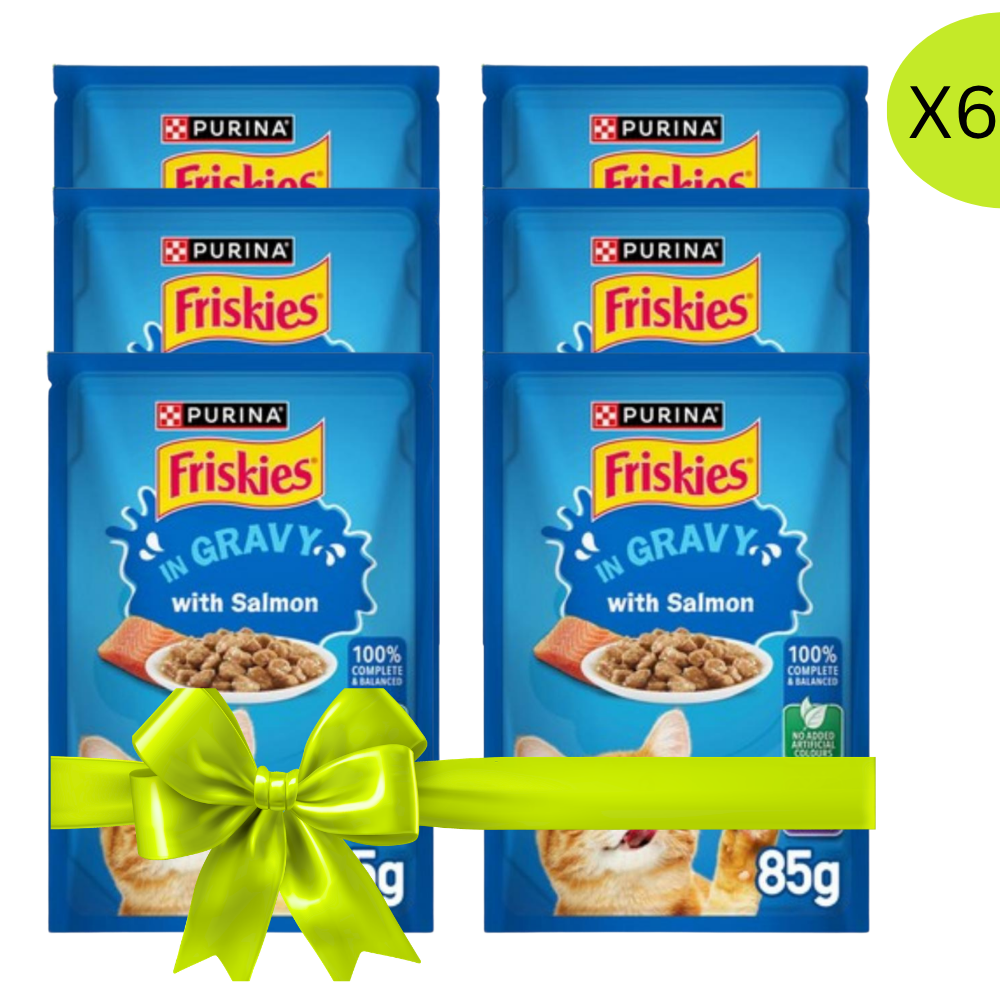 Buy 5+1 Free Friskies Salmon Chunks in Gravy Wet Cat Food Pouch 85g