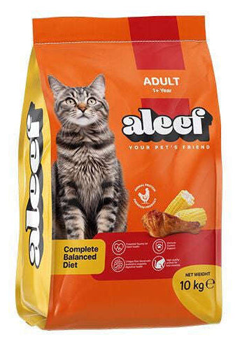 Aleef Dry Food with Chicken and Corn for Adult Cats 10 kg.