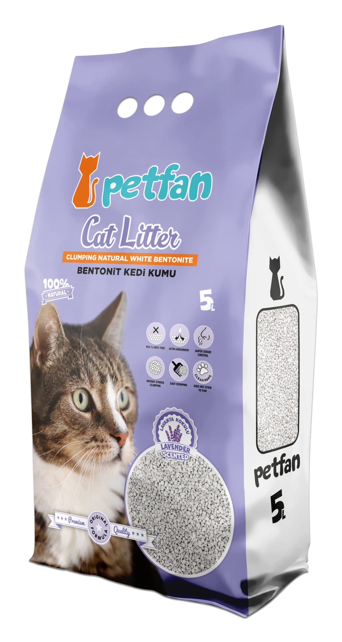 PET FAN CAT LITTER CLUMPING LAVENDER 5 L.