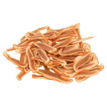 Stack of dried noodles on a white background