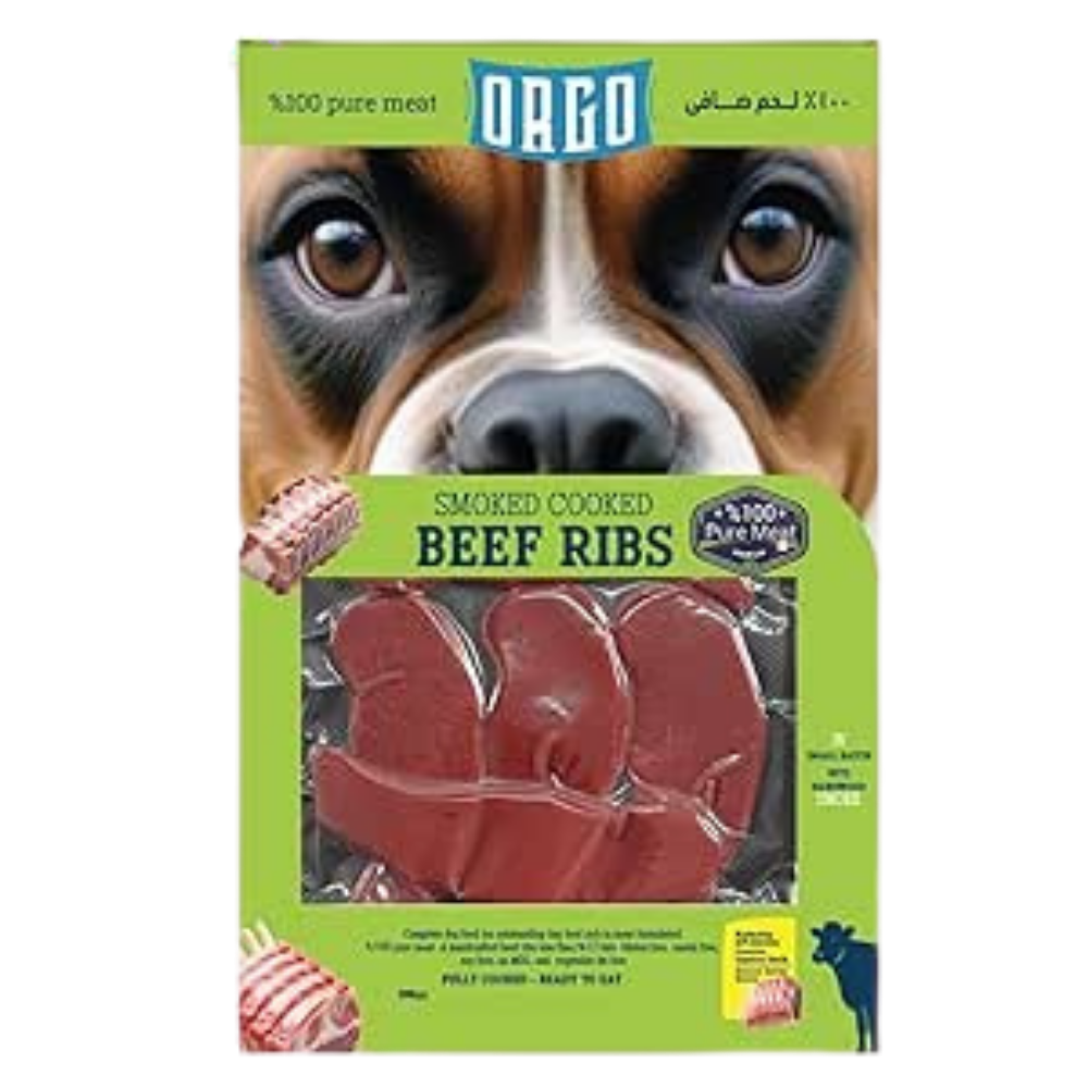 orgo smoked cooked beef ribs 150g.