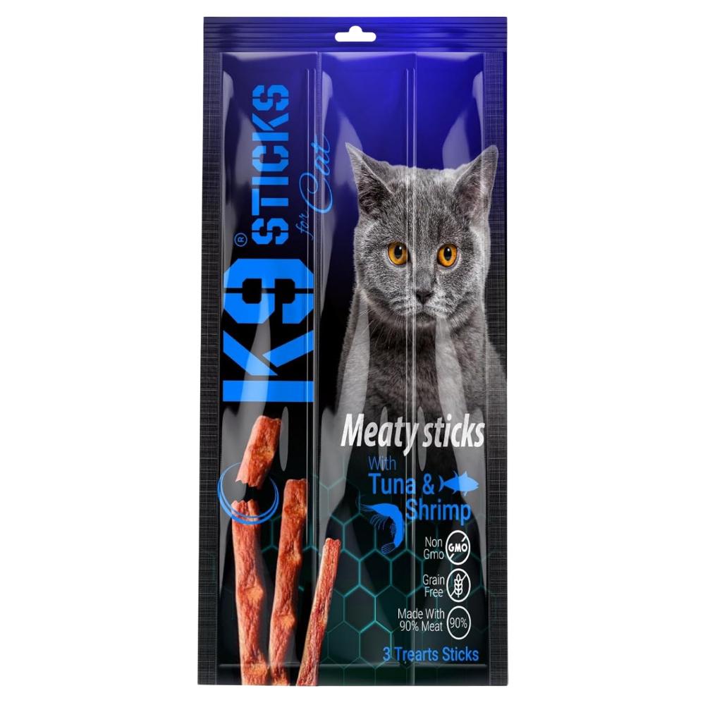 K9 Meaty Sticks Cat Treats - Pack of 3 (Lamb - Turkey - Tuna & Shrimps).