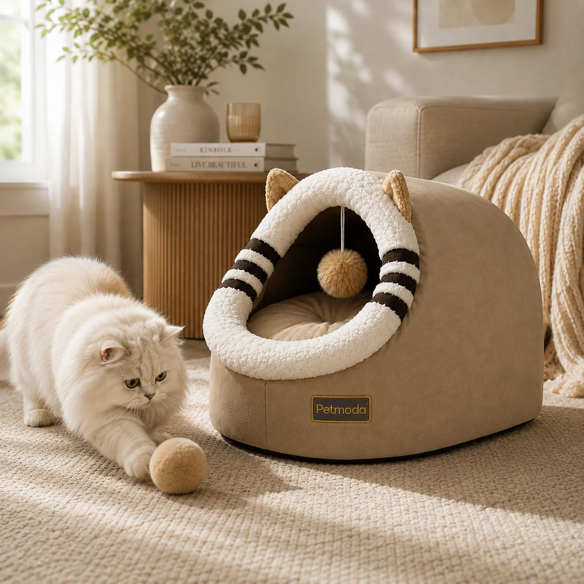 Petmoda Cat House Bed 50 cm - Cat Shape - Beige Petfast.shop Petmoda bed Cat Dog Kitten Puppy Supplies petfast.shop Egypt PPE2456S Default Title 1449.00