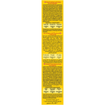 Nutritional label on a yellow background with text