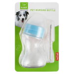 Nunbell pet nursing bottle on a green packaging background with a dog image.