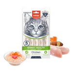 Cat treat package with a cat's face on the label, featuring Wanpy brand.