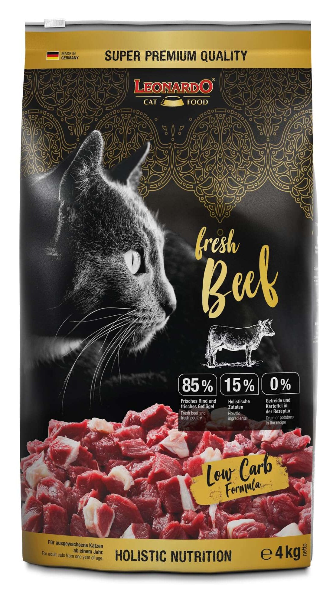 Leonardo GF and holistic Dry Food For adult Cats With Fresh Beef 4 Kg.