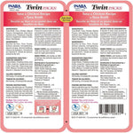 INABA Twin Packs Tuna & Chicken Recipe for cats packaging with text and logos.