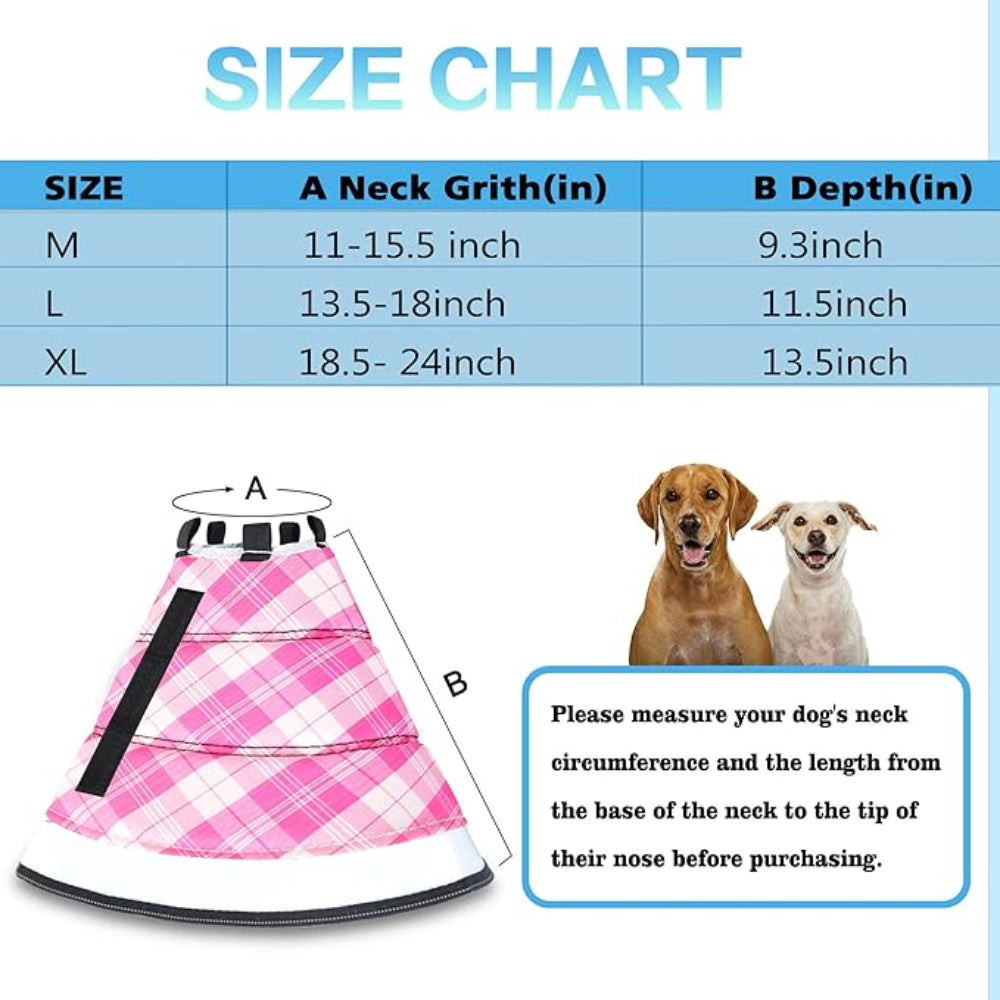 INKZOO Dog Cone Collar for After Surgery Soft Pet Recovery Pink size M.