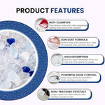 Product features of a pet litter with text on a white background