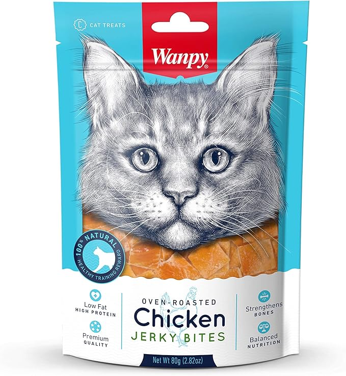 Wanpy Chicken Jerky Bites Cat Treat 80 g