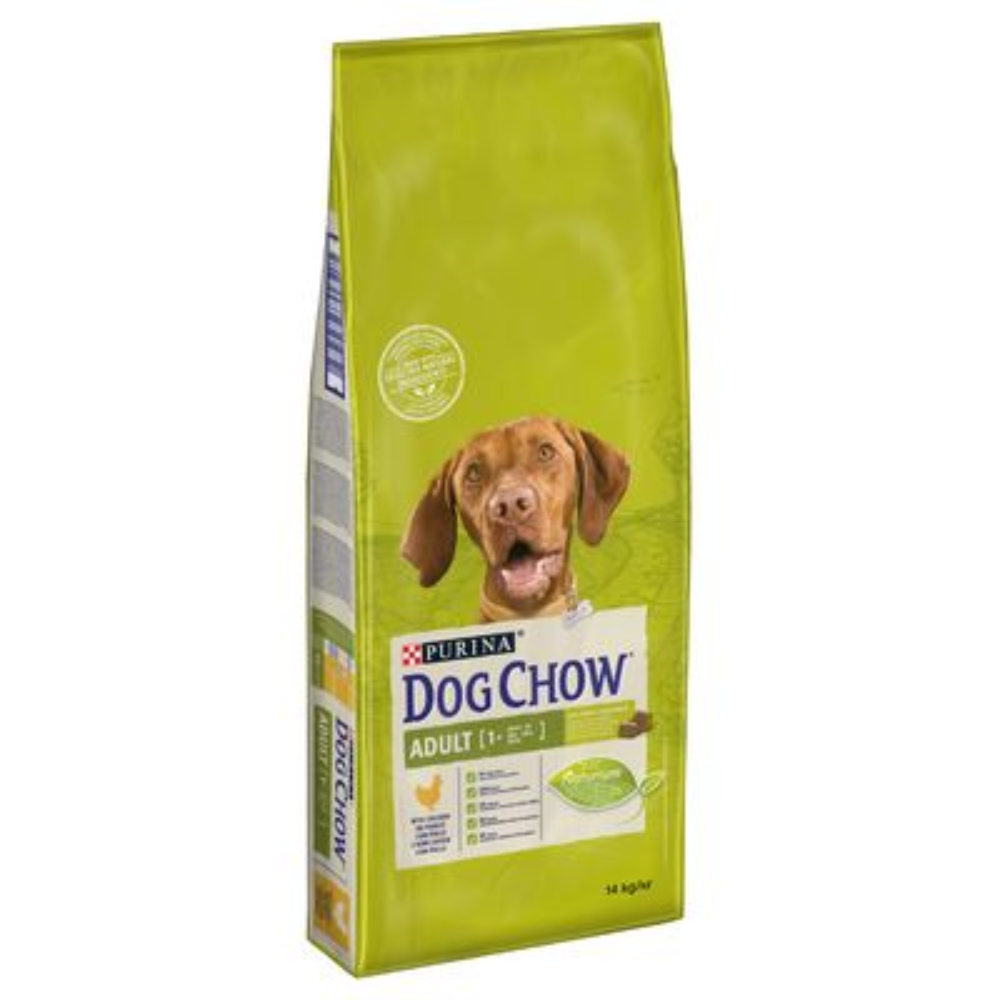 Dog Chow dog food package on a white background