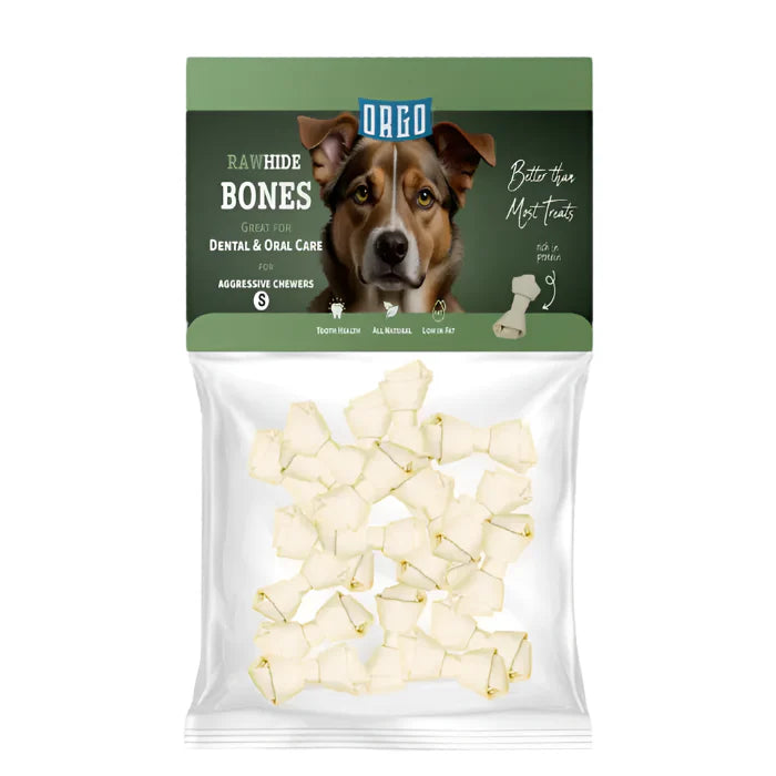 Orgo Rawhide Bones For Dog Dental Oral Care 100g Small.