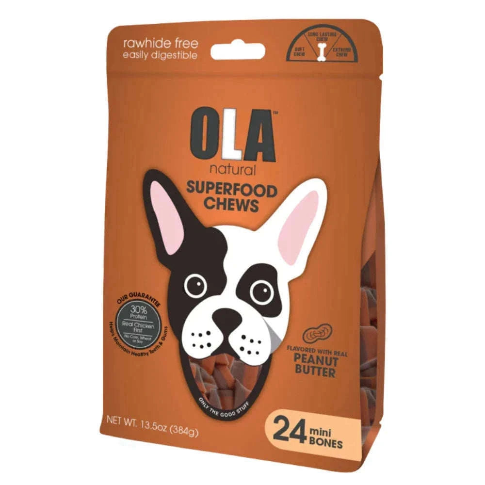Ola Natural Peanut Butter Dog Treats 24 Mini Bones 384g.