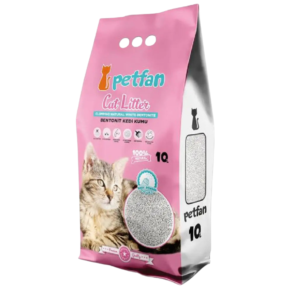 PET FAN CAT LITTER CLUMPING BABY POWDER 10 L.