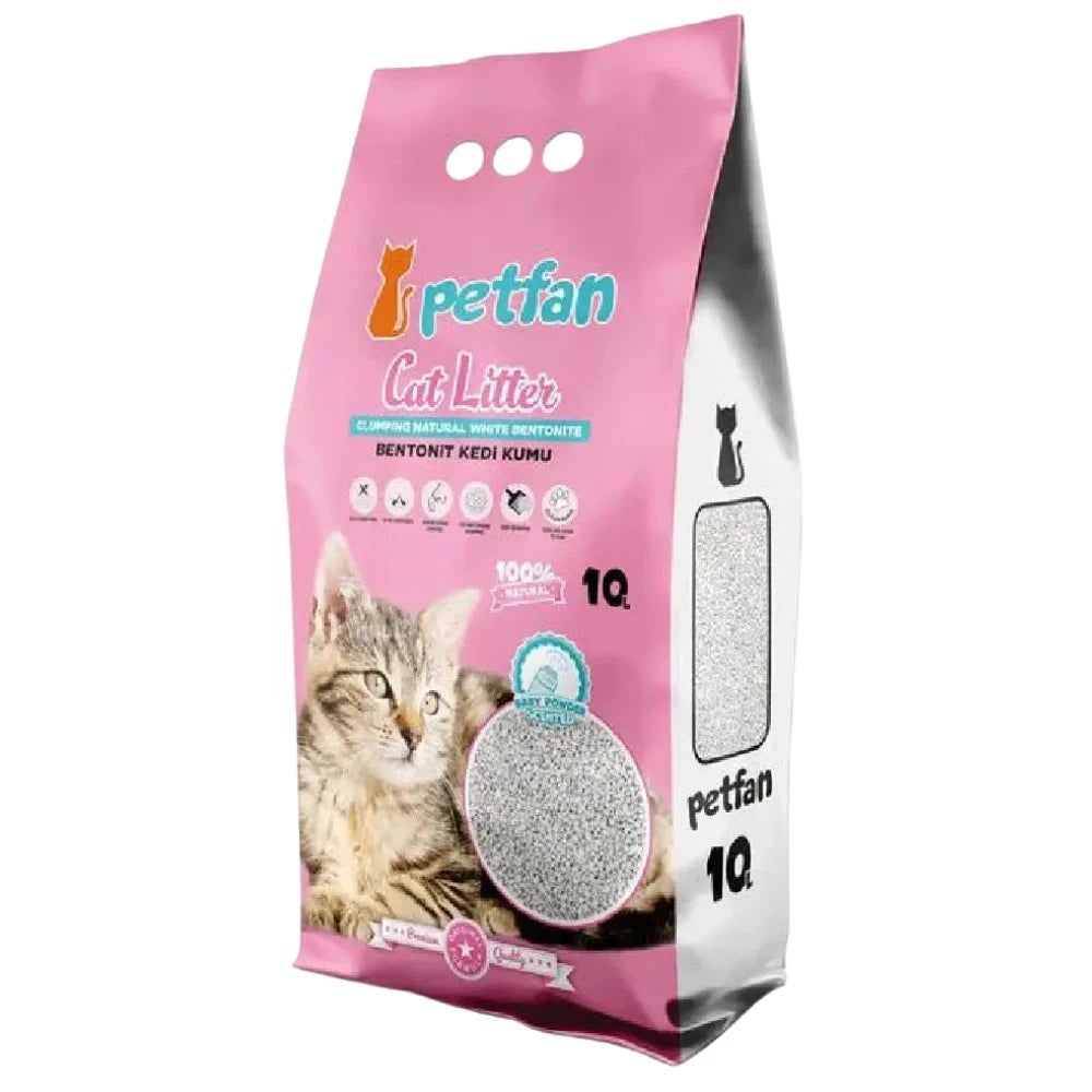 PET FAN CAT LITTER CLUMPING BABY POWDER 10 L.