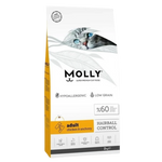 Molly cat food package with a cat's face on the packaging