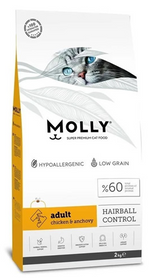 Molly cat food package with a cat's face on the packaging