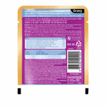 Back of a Waltham pet food pouch with purple label and text