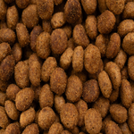 Close-up of brown pet food pellets