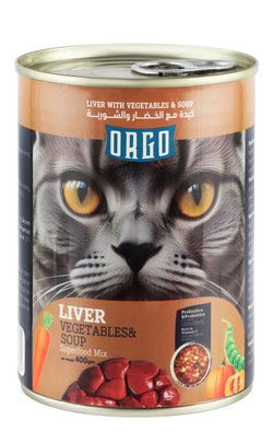 orgo canned food for cat liver with veg & soup 400g.