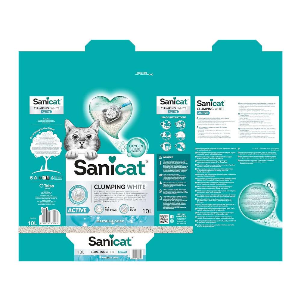 Sanicat Active White Ultra Clumping Cat Litter 10 L.