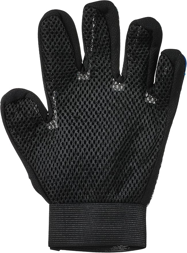 Black glove with textured palm on a white background